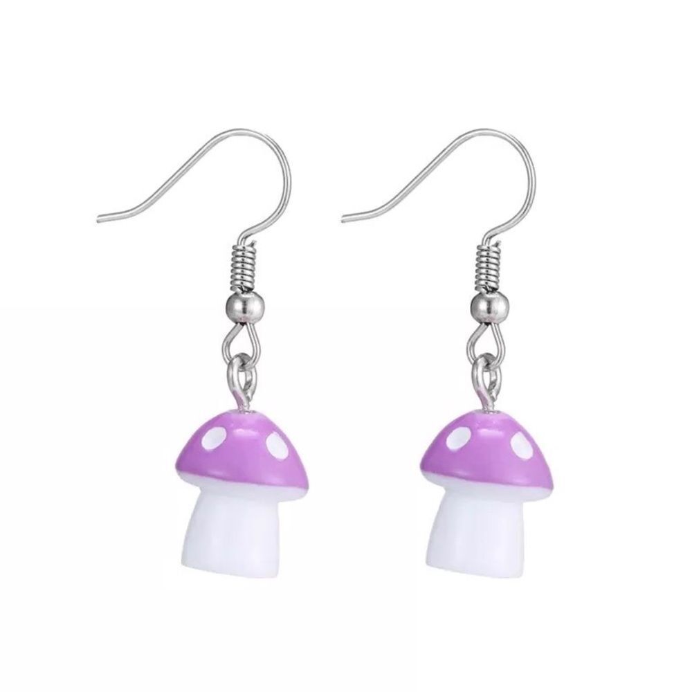 🆕Purple Mushroom Charm Dangle Earrings